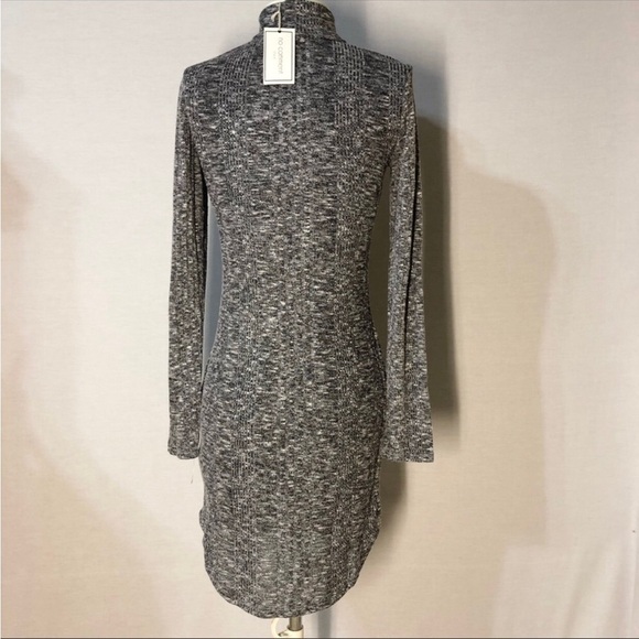 No Comment NY.LA Knit LeighWeight Gray White Long Sleeve Sweater Dress Junior L - Picture 5 of 8